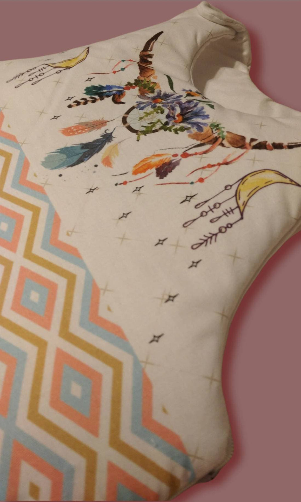 🌙 Gigoteuse bébé 0–6 mois en coton – Motifs bohème | Blanche & Noé