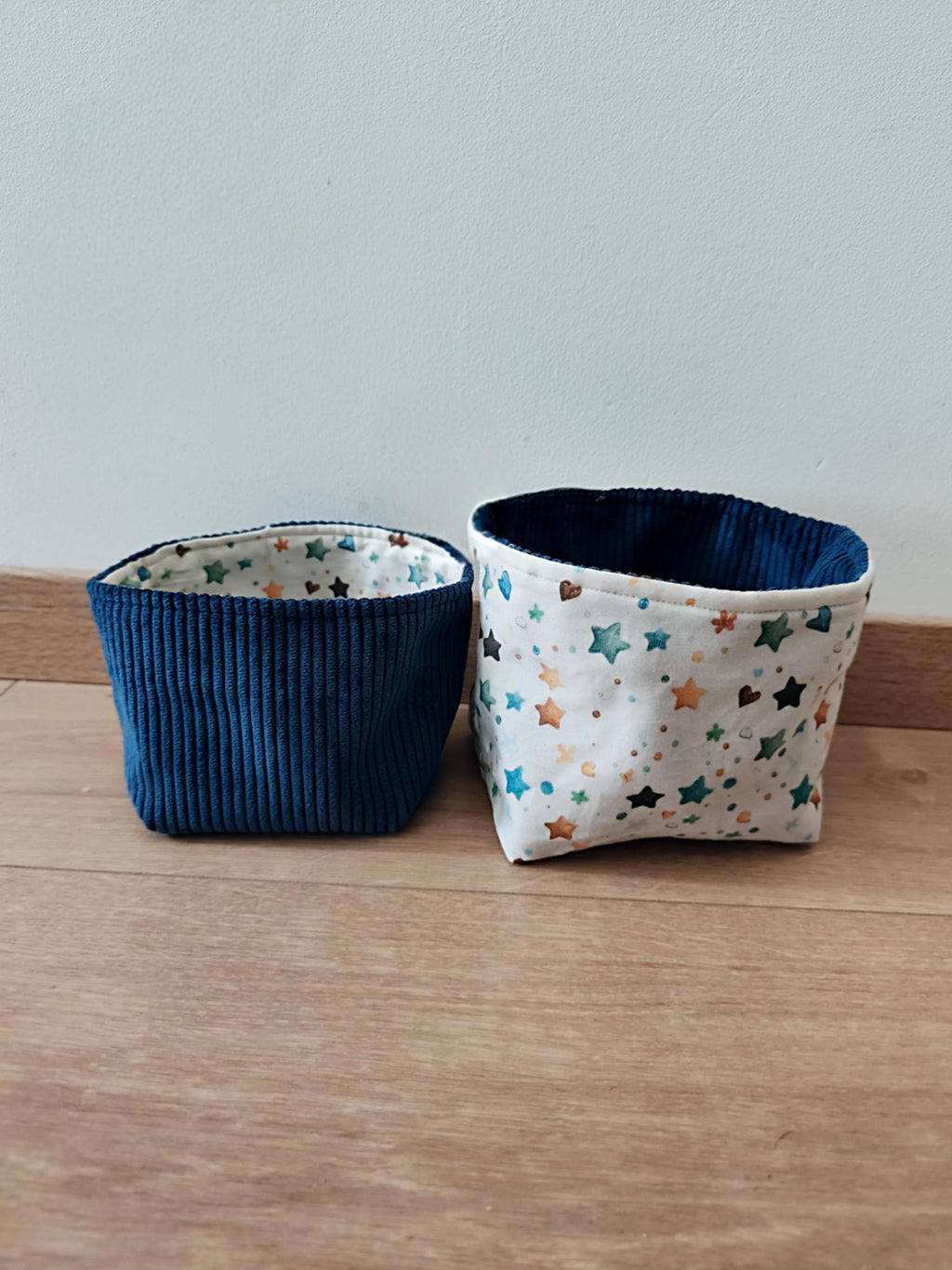 🐋 Panier en tissu réversible – Collection Madeleine la Baleine | Blanche & Noé