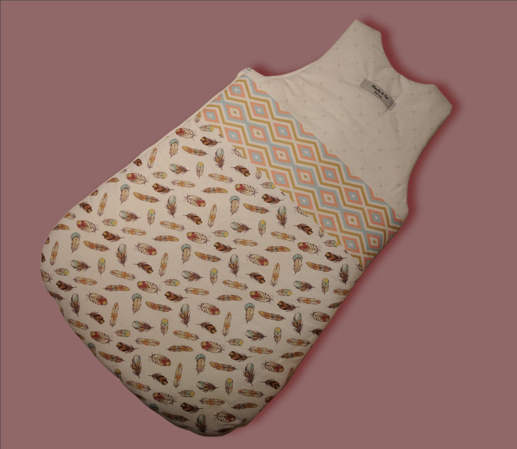 🌙 Gigoteuse bébé 0–6 mois en coton – Motifs bohème | Blanche & Noé