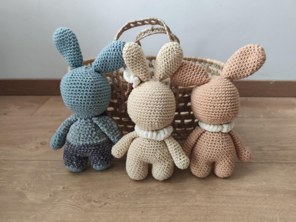 🐰 Peluche lapin au crochet faite main – Blanche & Noé