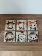 Lingette lavable "Les petits animaux de Noël"