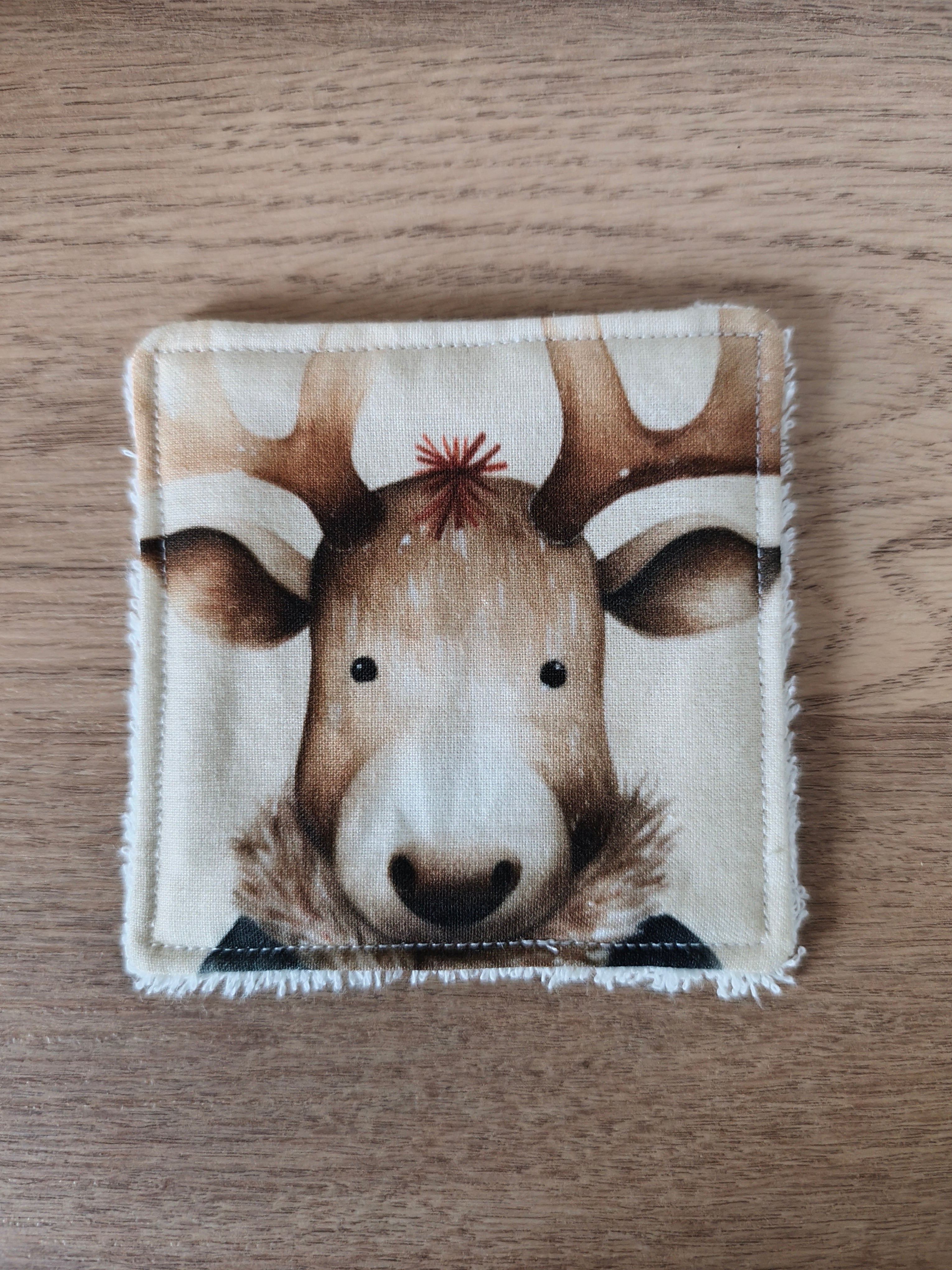 Lingette lavable "Les petits animaux de Noël"