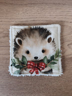 Lingette lavable "Les petits animaux de Noël"