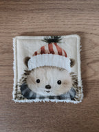 Lingette lavable "Les petits animaux de Noël"