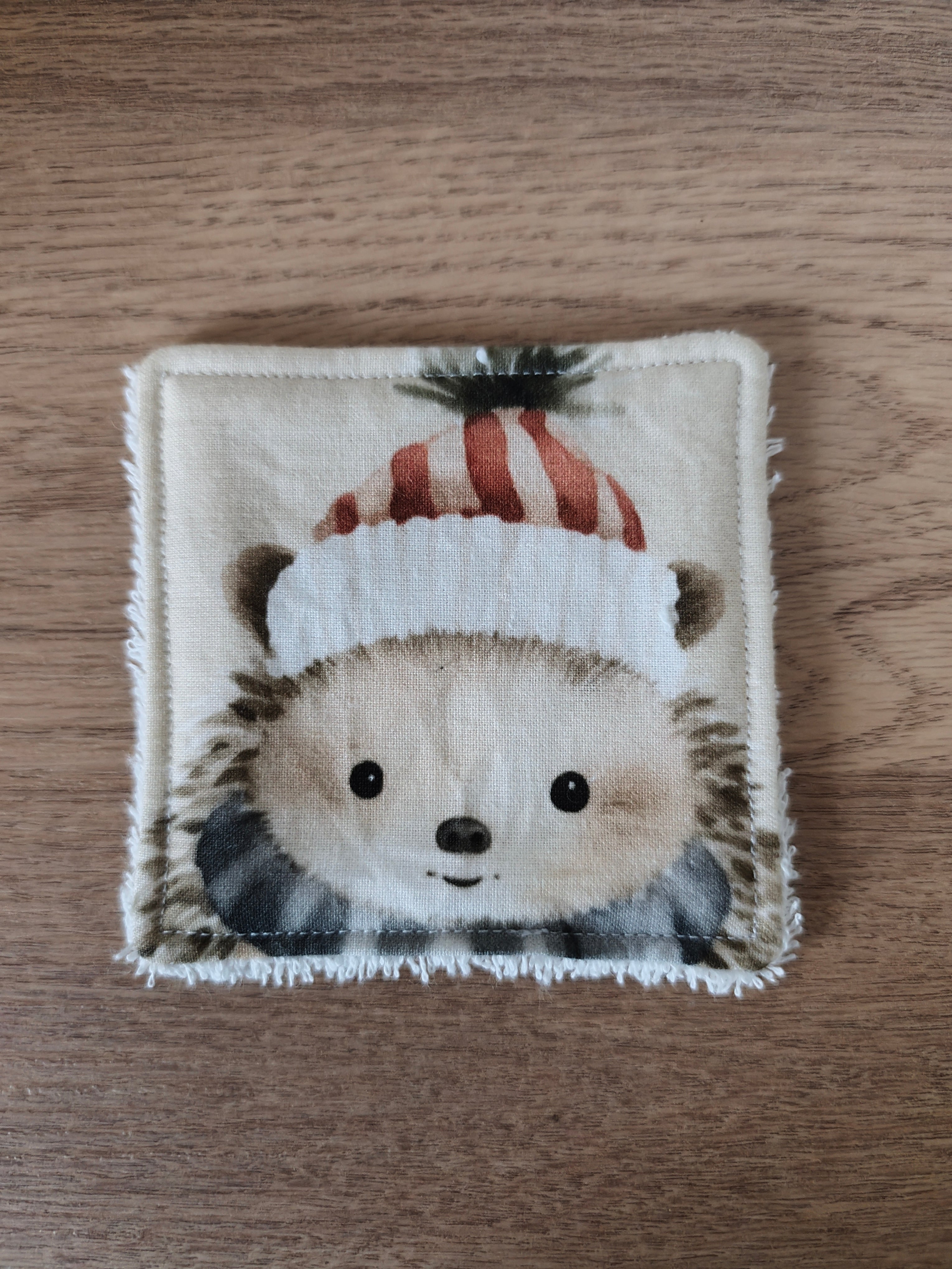 Lingette lavable "Les petits animaux de Noël"