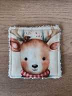 Lingette lavable "Les petits animaux de Noël"