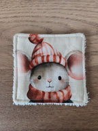 Lingette lavable "Les petits animaux de Noël"