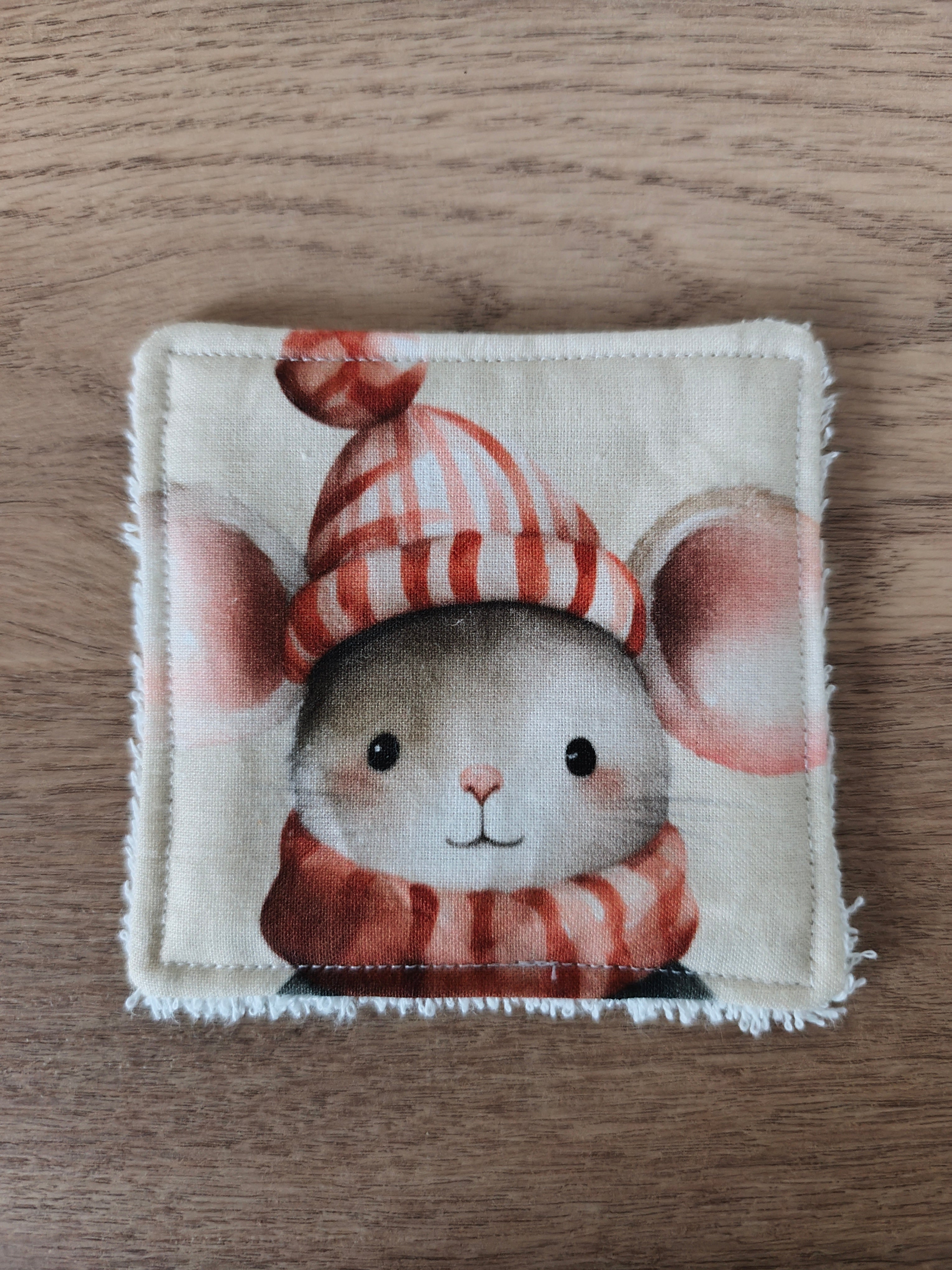 Lingette lavable "Les petits animaux de Noël"