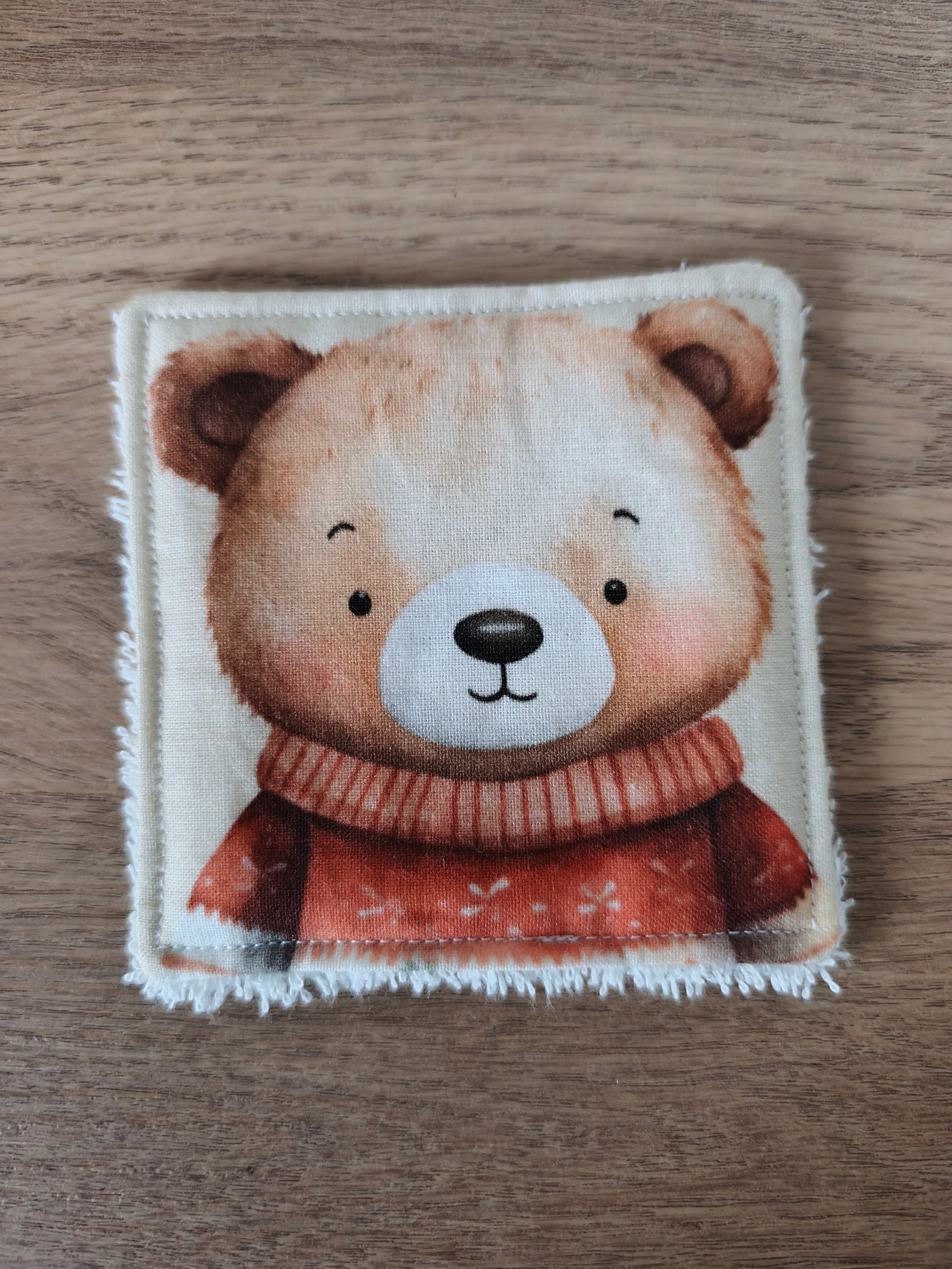 Lingette lavable "Les petits animaux de Noël"