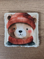 Lingette lavable "Les petits animaux de Noël"