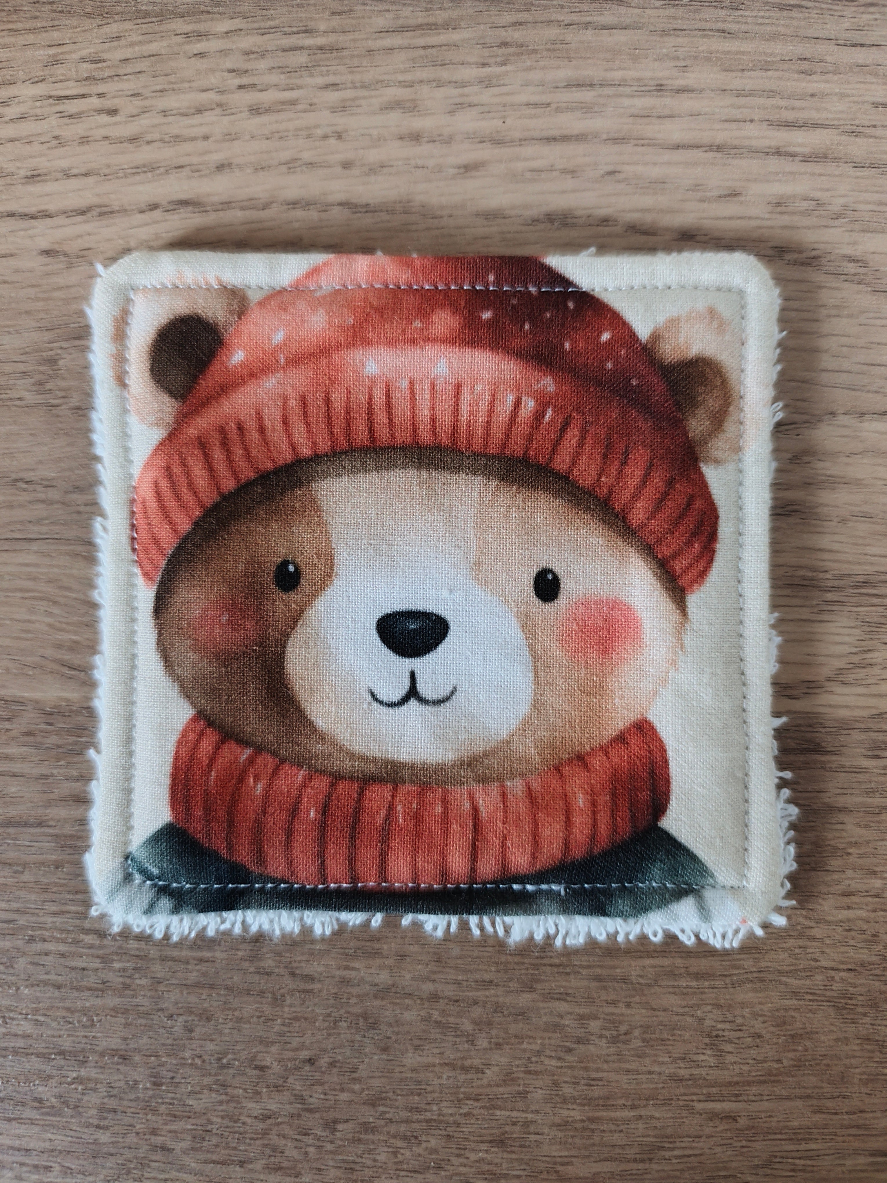 Lingette lavable "Les petits animaux de Noël"