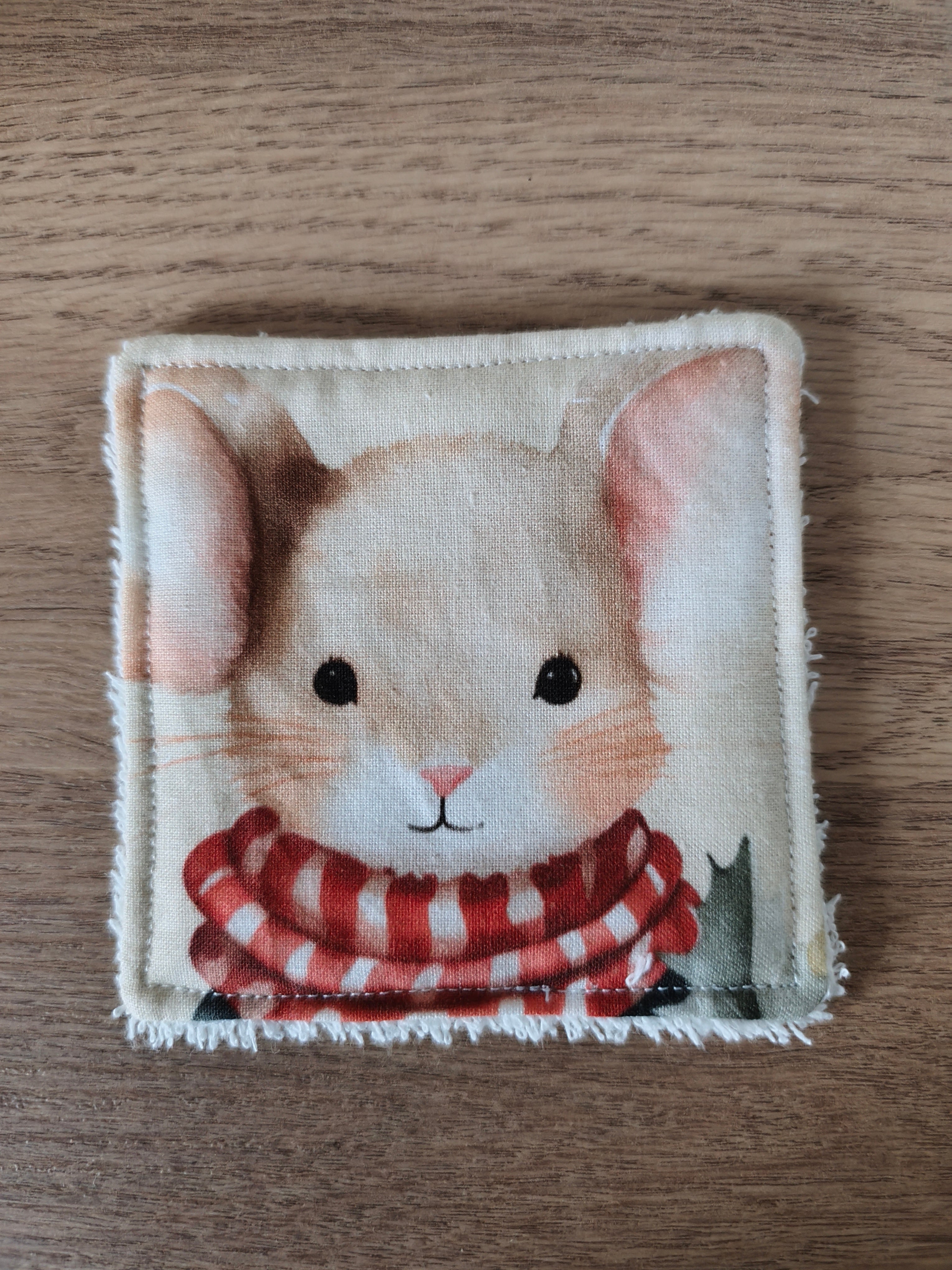 Lingette lavable "Les petits animaux de Noël"