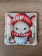 Lingette lavable "Les petits animaux de Noël"