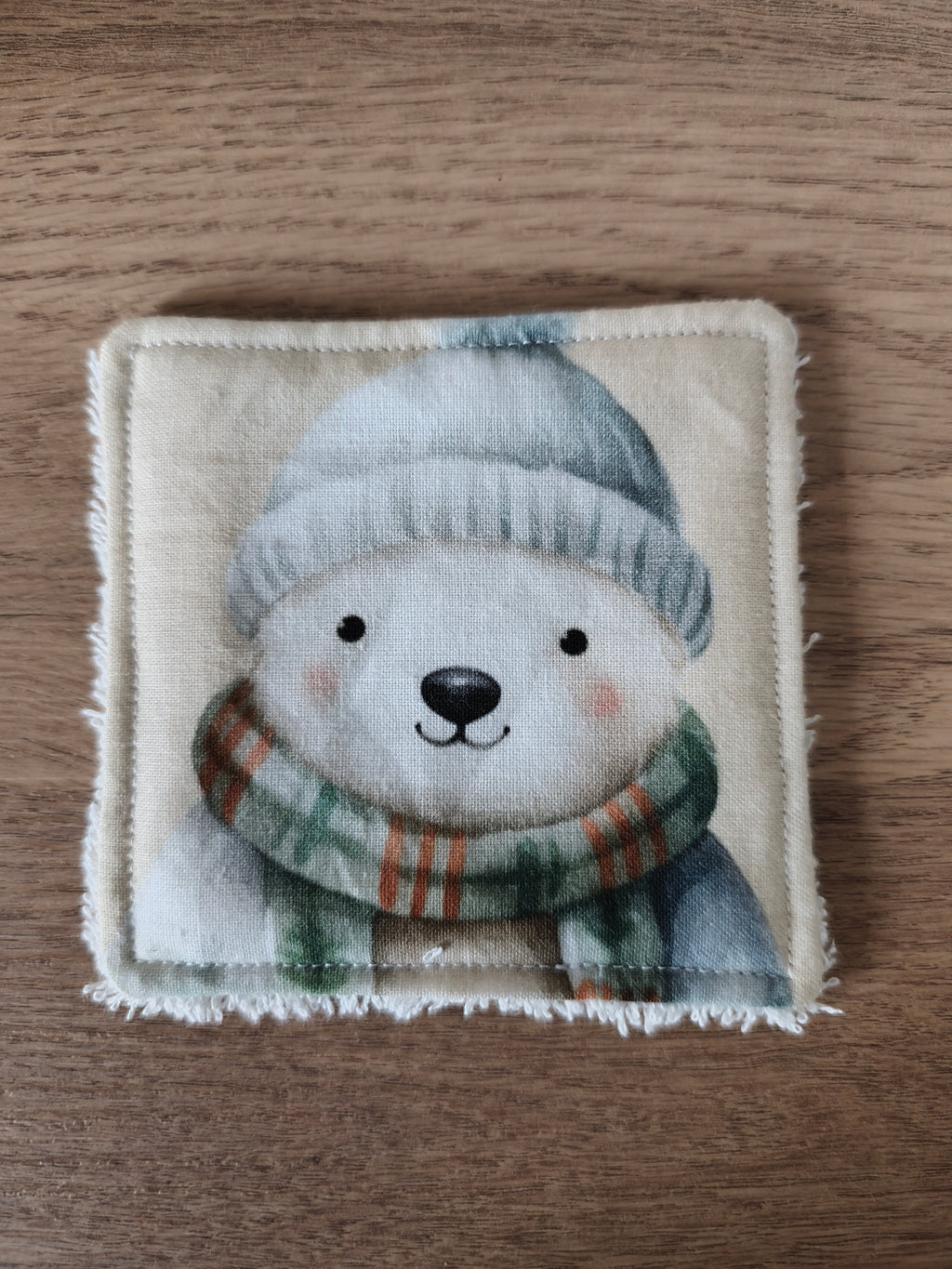 Lingette lavable "Les petits animaux de Noël"