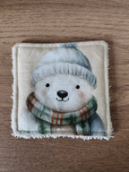 Lingette lavable "Les petits animaux de Noël"