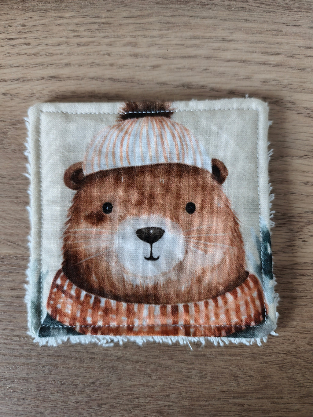 Lingette lavable "Les petits animaux de Noël"