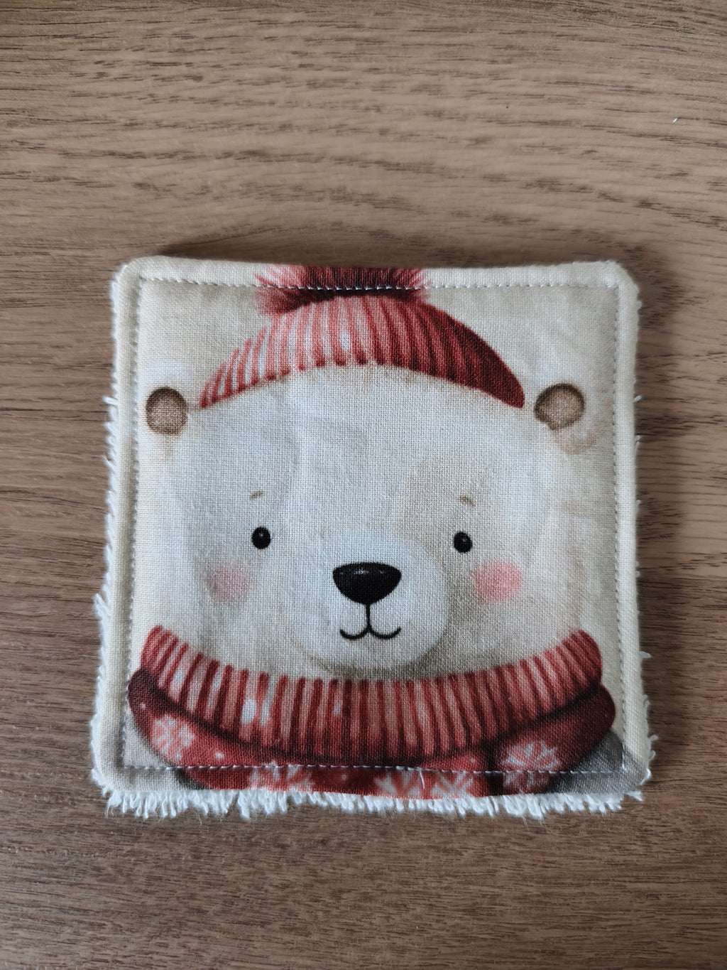 Lingette lavable "Les petits animaux de Noël"