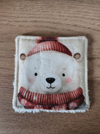 Lingette lavable "Les petits animaux de Noël"