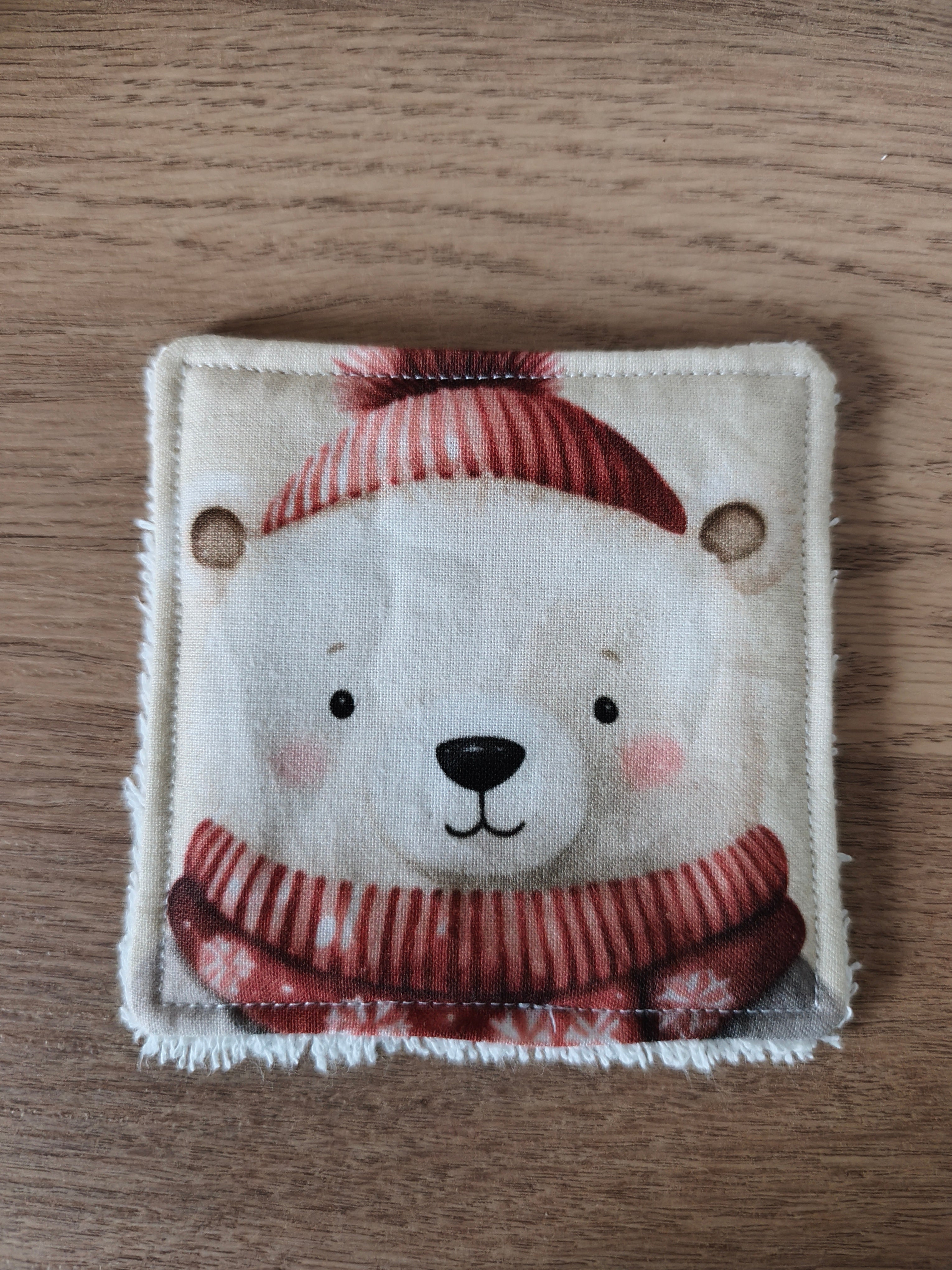 Lingette lavable "Les petits animaux de Noël"