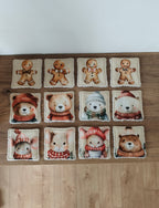 Lingette lavable "Les petits animaux de Noël"