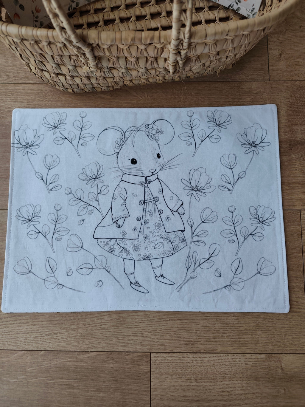 🐭 Set de table à colorier lavable – Marie Capucine la souris