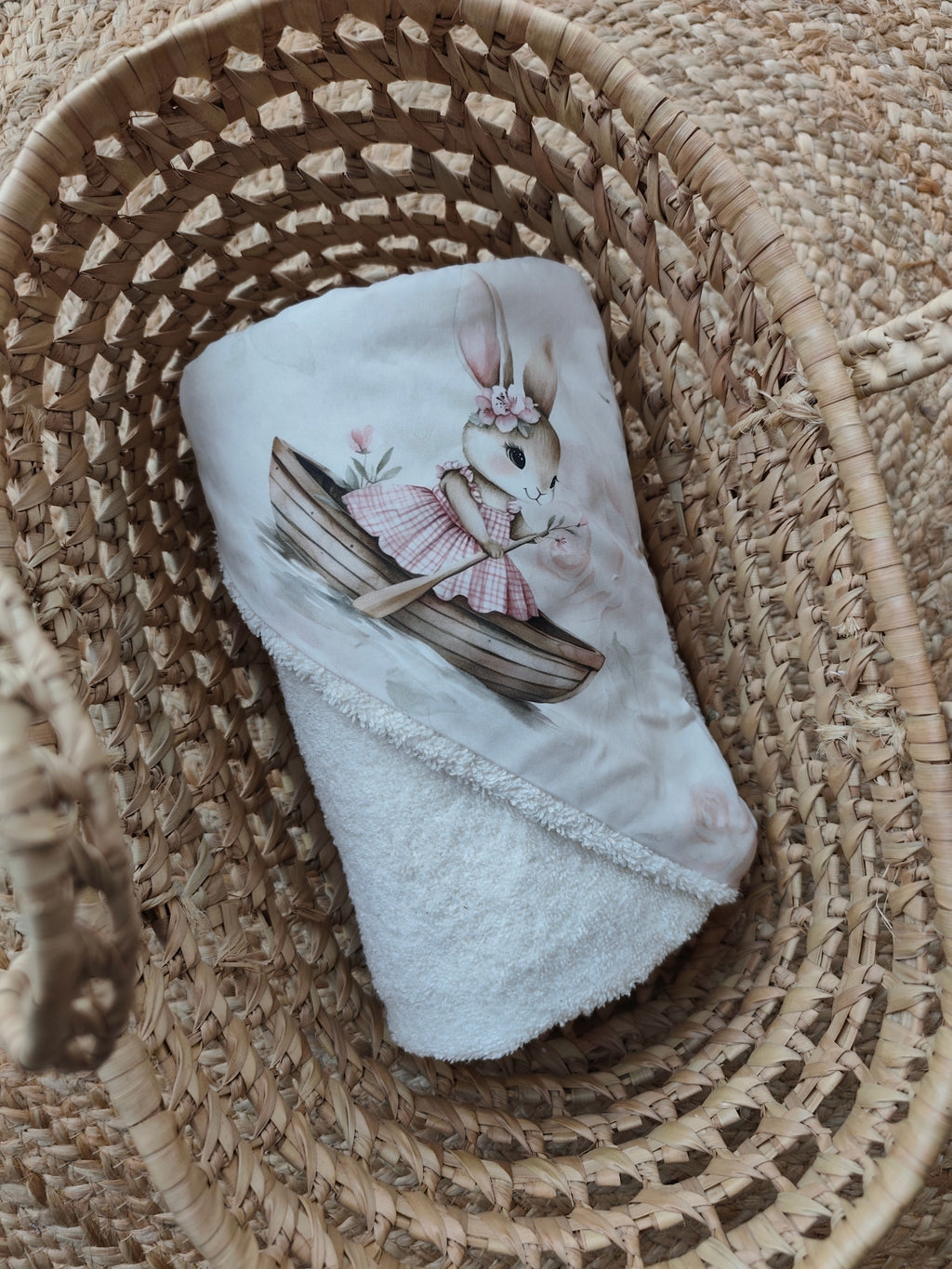 Cape de bain bébé Léontine la Lapine | Sortie de bain artisanale avec capuche