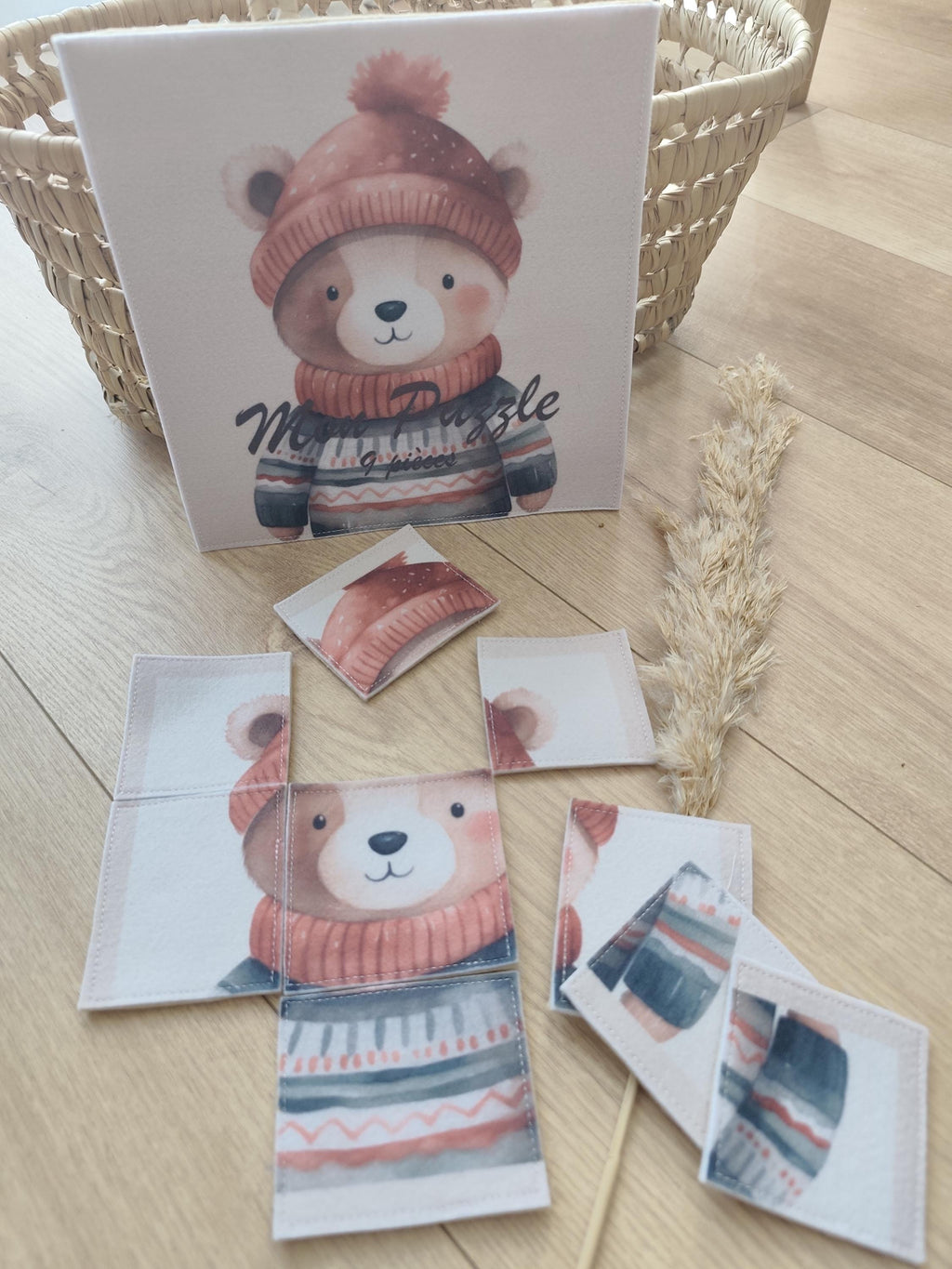 ❄️ Puzzle enfant en feutrine – Collection Animaux d’hiver | Blanche & Noé