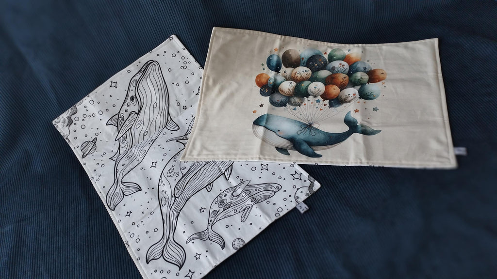 🎨 Set de table à colorier lavable & réutilisable – Collection Madeleine la Baleine | Blanche & Noé