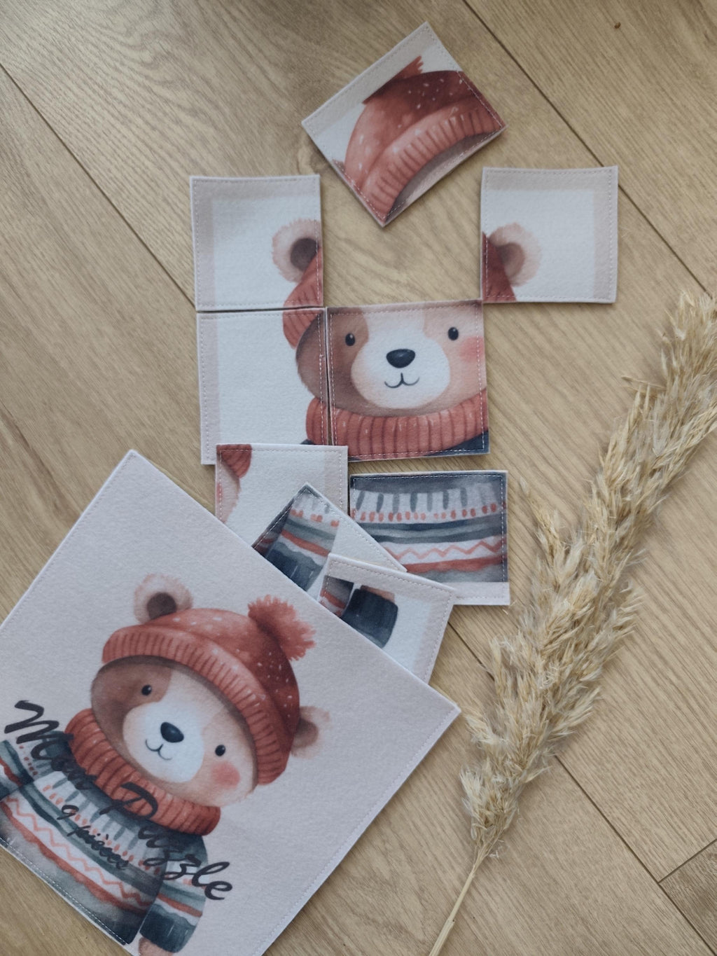 ❄️ Puzzle enfant en feutrine – Collection Animaux d’hiver | Blanche & Noé